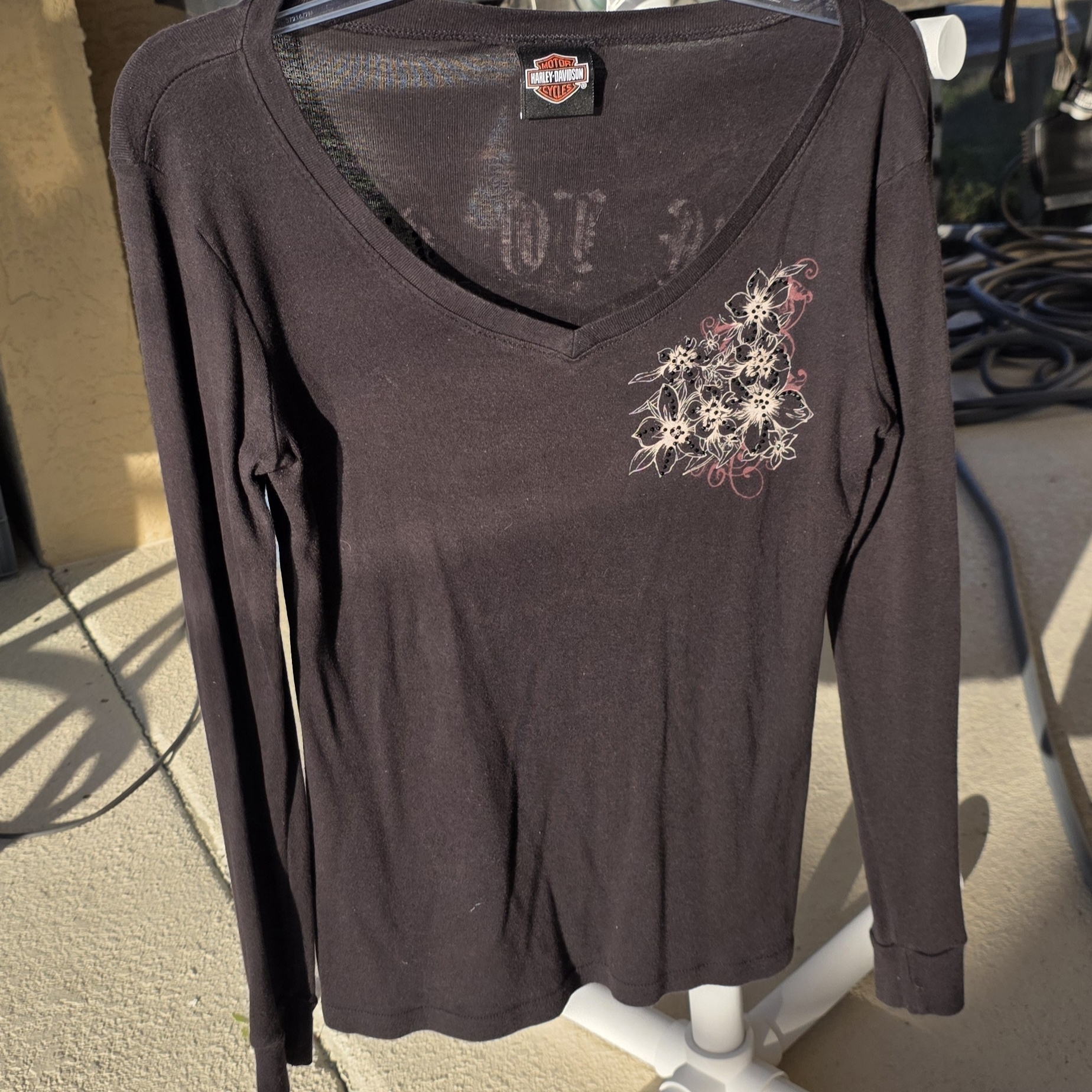 Harley-Davidson Black Long Sleeve With Floral Design